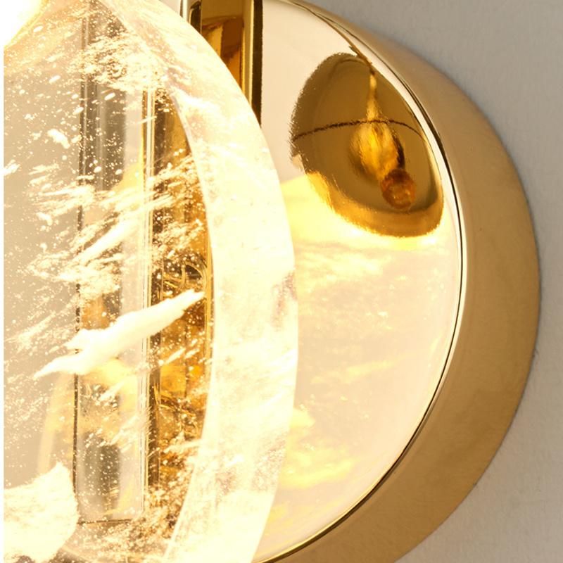 Postmodern Bedroom Bed Head Staircase Corridor Light Background Wall Round Crystal Wall Lamp