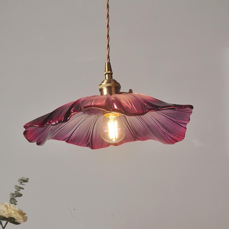 Vintage LED Pendant Lights Lotus Glass Hanging Lamps Home Lotus Lamp (WH-GP-106)