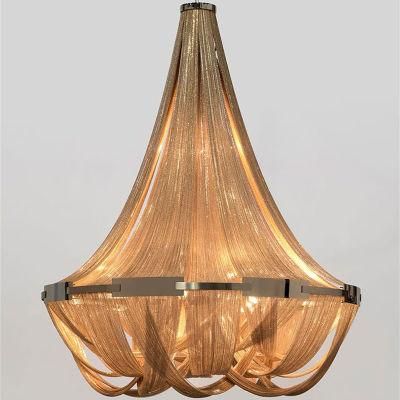 2022 Gold Aluminum Pendant Luxury Hotel Lamps Murano Chain Chandelier Lamp