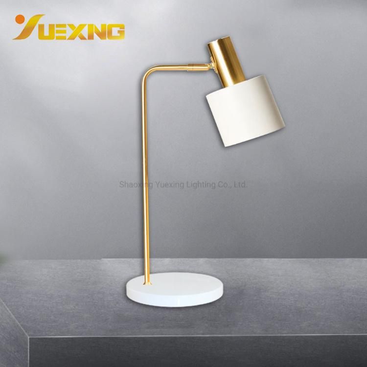 E27 Dimmable Desk Lamp LED White Gold Table Light Warm White Desk Light for Bedroom Office Living Room
