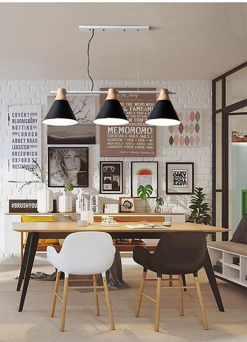 Modern Lighting Hanging Pendant Light E27 Wood Base Six Colors Indoor Lamp