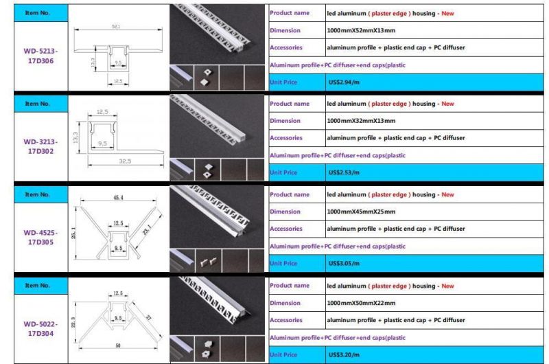 Alu Gypsum Strip LED Channel LED Plaster Profile Recessed Drywall LED Aluminum Profile for Ceiling Wall