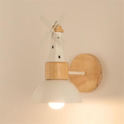 Nordic Minimalist Wooden LED Wall Lamps Windmill Bedside Wood Wall Light (WH-OR-63)