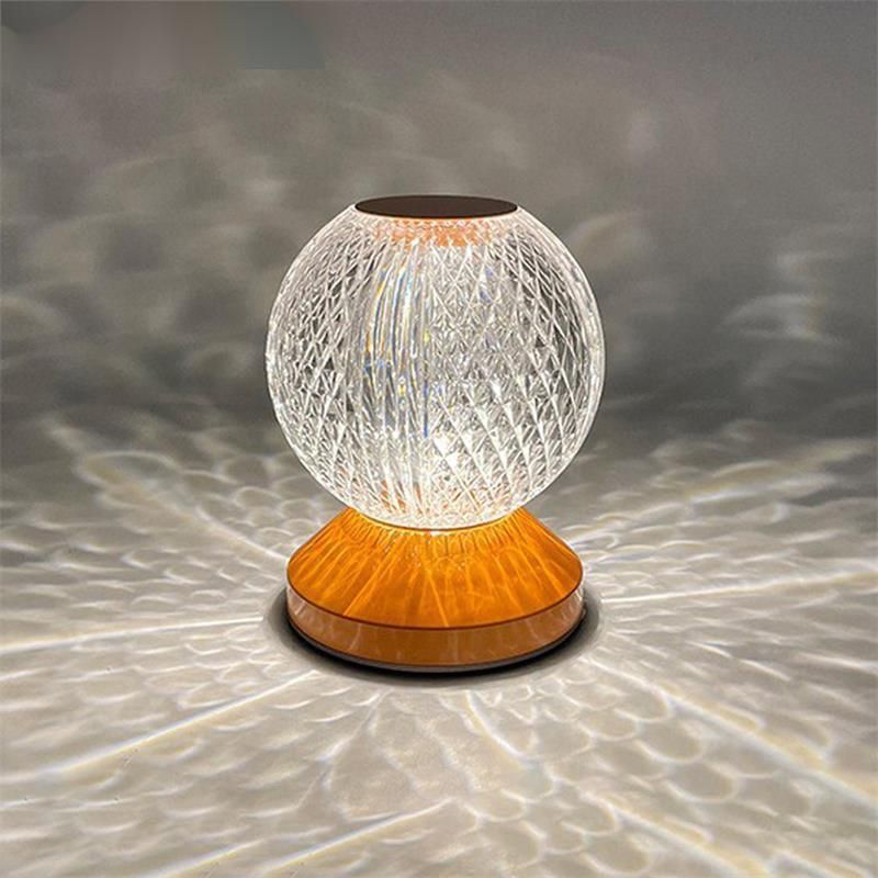 Round Crystal Lamp LED Bedroom Head of Bed Creative Simple Touch Rechargeable USB Small Night Light