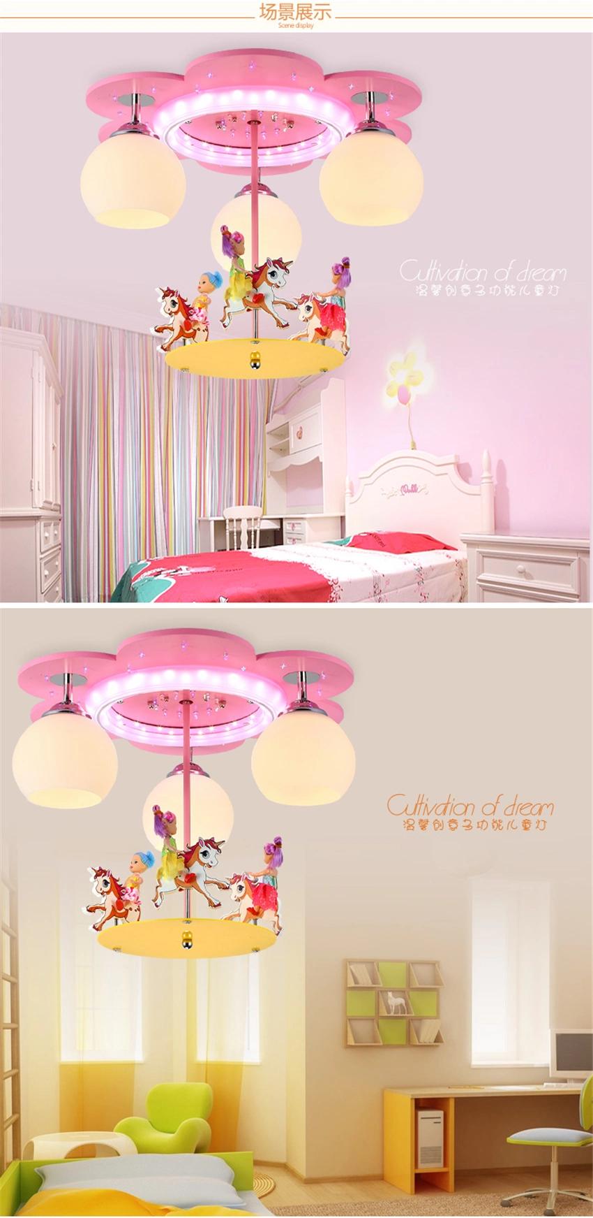 Modern Pink Ceiling Lights Deco Living Room Children Cartoon Princess Chandelier (WH-MA-154)