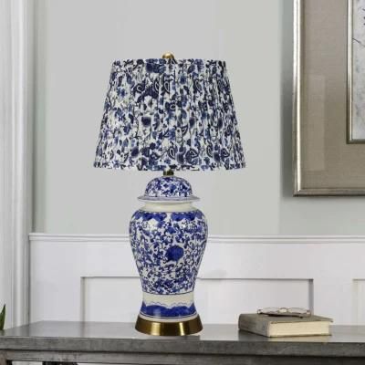 Modern Desk Lamp Hotel Restaurant Home Decor Rechargeable LED Desk Lamp Table Lamp Blue and White Porcelain Ceramic