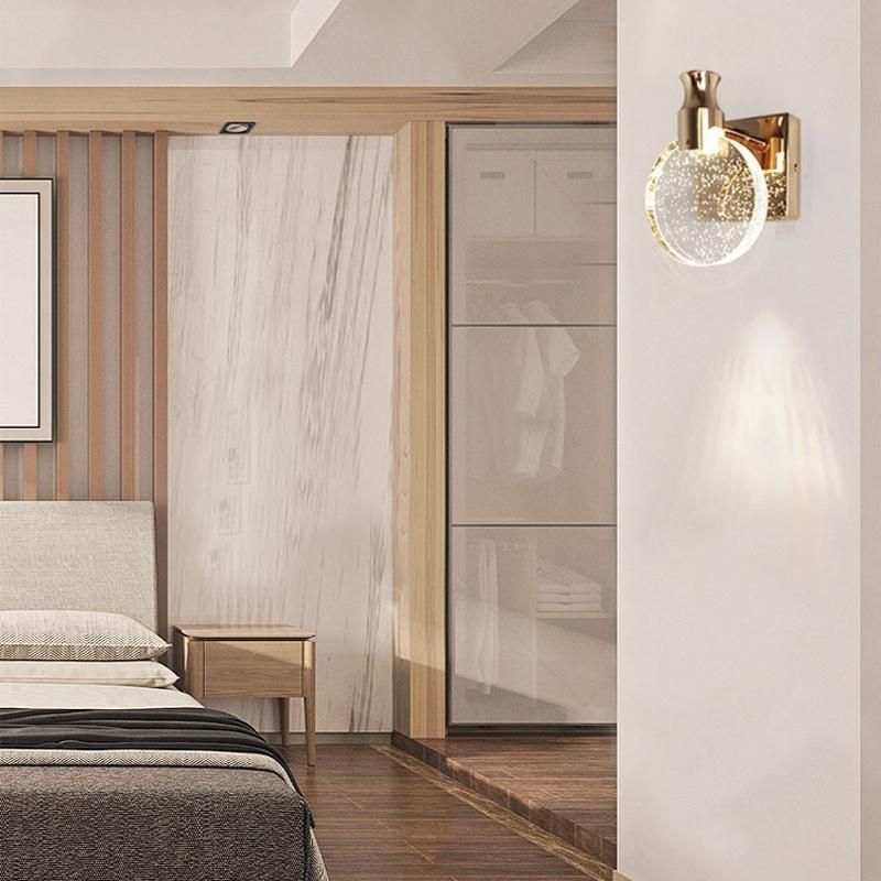 LED Creative Bedroom Bedside Crystal Wall Lamp Simple Living Room Lamp Stair Lighting