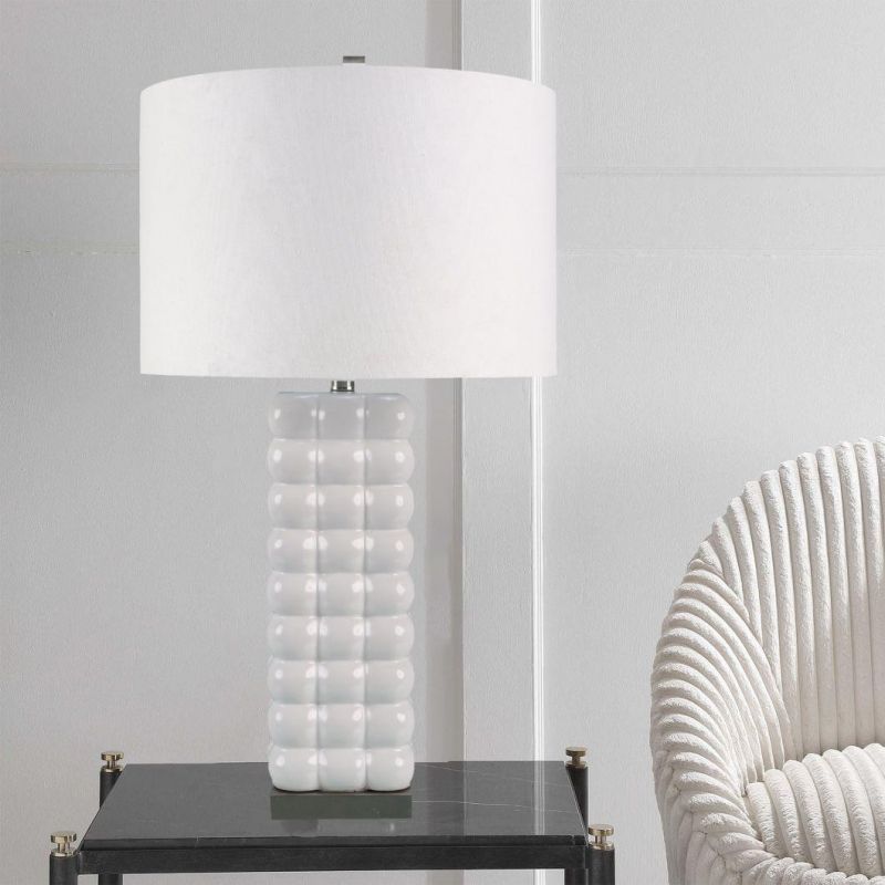 Retro Ceramic Iron Table Lamp Blue White Modern Style Desk Lamp Porcelain Lamp for Furniture