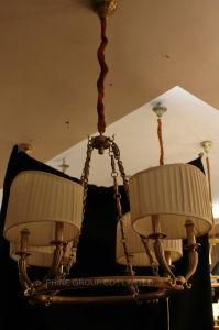 Luxury Copper Living Room Ce Approved Chandelier with Fabric Shade