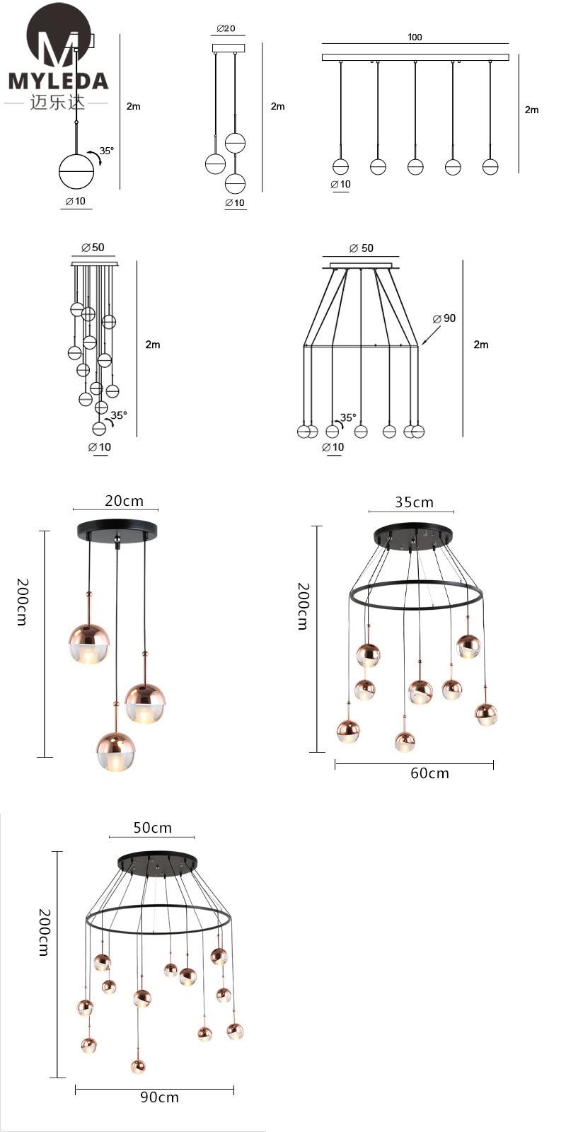 Modern Metal Pendant Lamp Glass LED Hotel Pendant Lamp