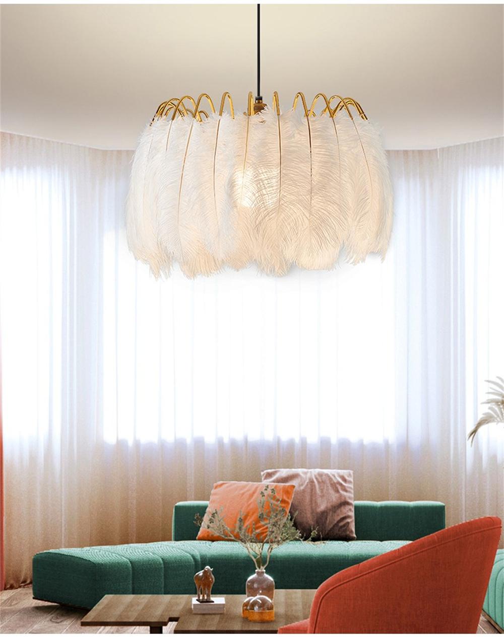 Simple Room Bedroom Chandelier Warm Romantic Nordic Designer Feather Creative Personality Ins Style Net Red Light