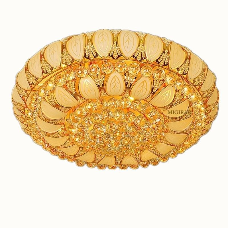 Round Gold Flush Crystal Ceiling Lights Lamp Fixtures for Indoor Home Lighting Fixtures (WH-CA-10)