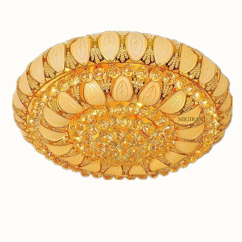 Round Gold Flush Crystal Ceiling Lights Lamp Fixtures for Indoor Home Lighting Fixtures (WH-CA-10)
