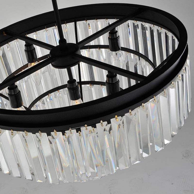 Suspension Rh Crystal Luminaire Gold Black Modern Chandelier Crystal Light (WH-AP-94)