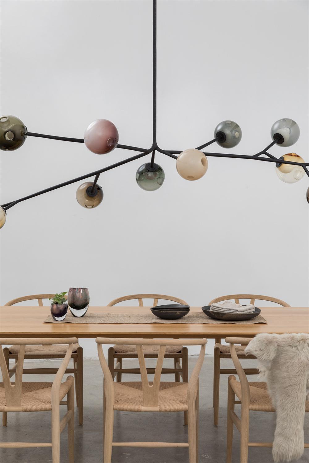 2022 Nordic Style Colorful Glass Ball Lamp Designer Lights for Ceiling Adjustable Shape Chandelier