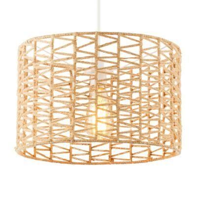 Jute Braided Twine Cylinder Shade LED Light Bulb Pendant Lamp