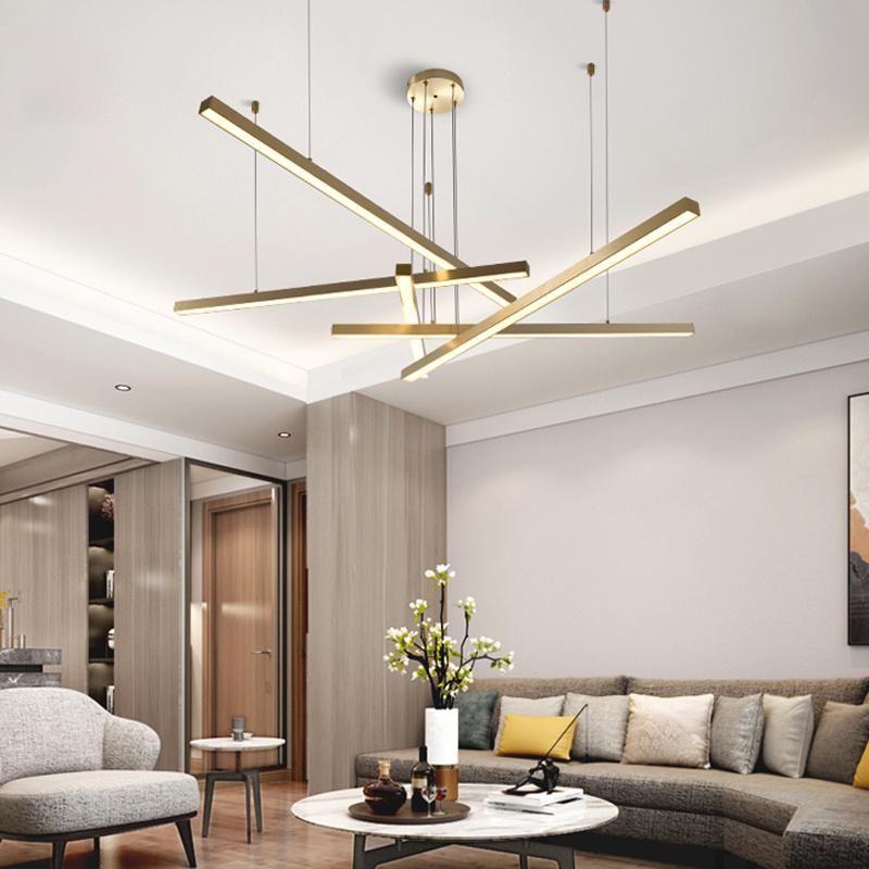 Modern Light Luxury Linear Chandelier Living Room Dining Room Bedroom Lighting Pendant Lamp