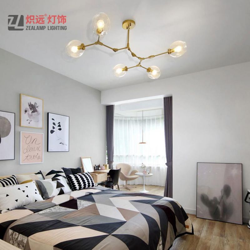 Modern Metal Hanging Light Hotel Lighting Glass Pendant Lamp