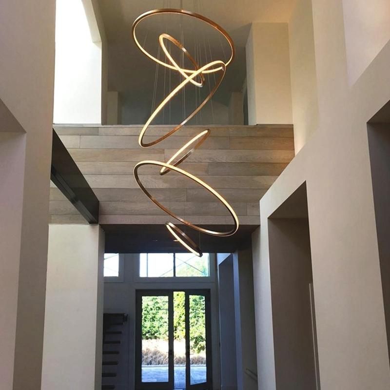 Modern Stainless Steel Creative Large Living Room Villa Staircase Pendant Lamp