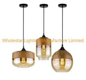 Modern Glass Pendant Lamp with Wood Finish / Glass Pendant Light (WHP-0149)