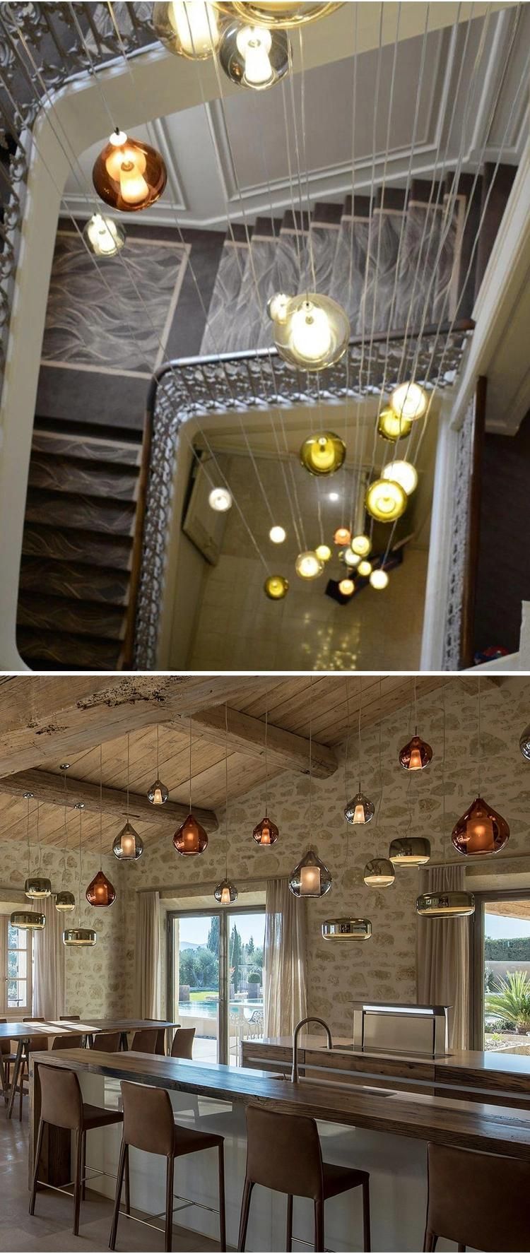 New Design Decoration Show Room Long Staircase Glass Engineering Custom LED Chandelier