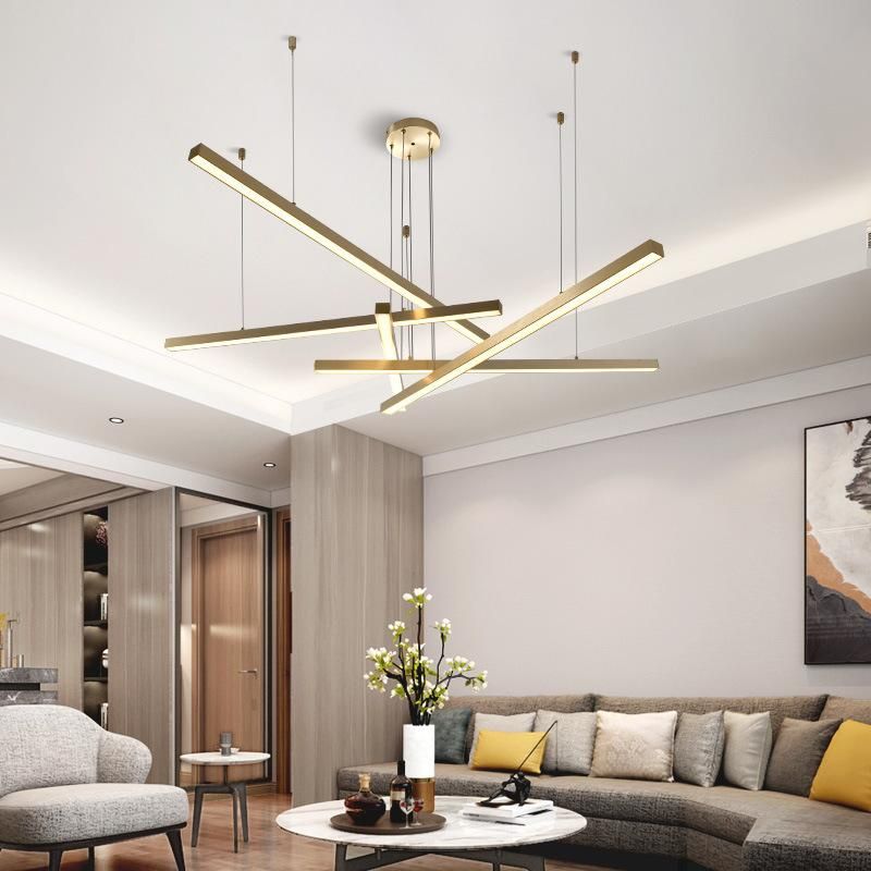 Modern Light Luxury Linear Chandelier Living Room Dining Room Bedroom Lighting Pendant Lamp