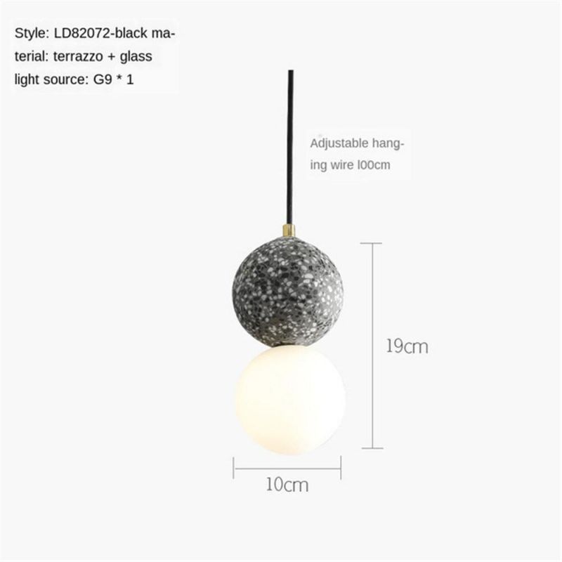 Modern Marble Pendant Lights Industrial Bedroom Bedside Lamp Cafe Restaurant Bar LED Hanging Lights Glass Ball Hanglamp