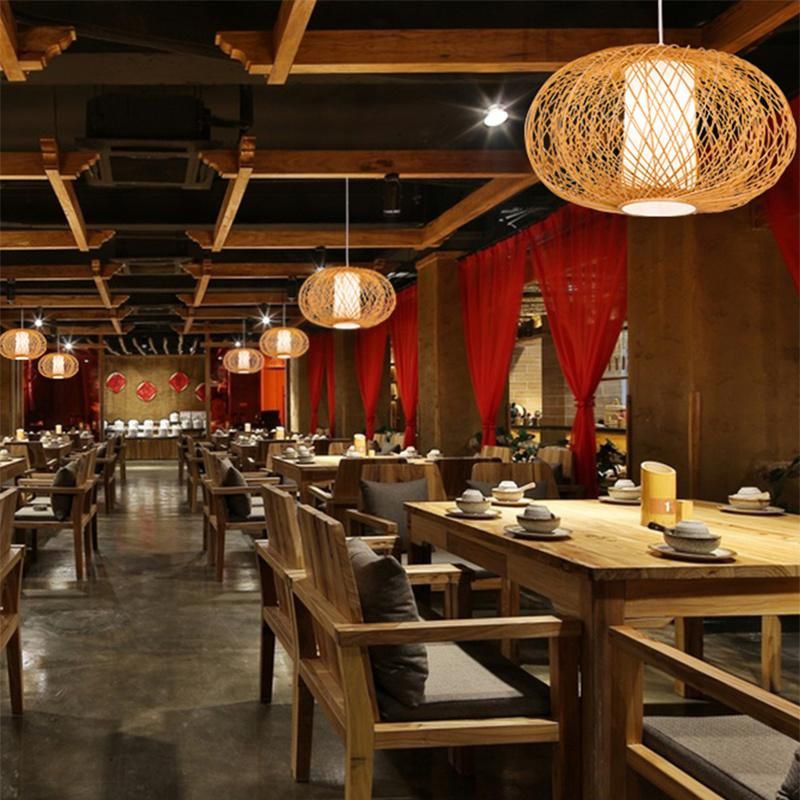 Rattan Chandelier Dining Room Lamps Bedroom Pendant Woven Lamps