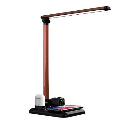 LED Qi Wireless Charger Desk Lamp with USB Charging Port Touch Control Eye-Caring Table Lamps