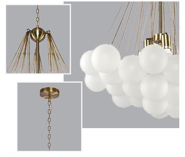 Warm Living Room Decoration Light Fixtures Iron Glass Pendant Lamp