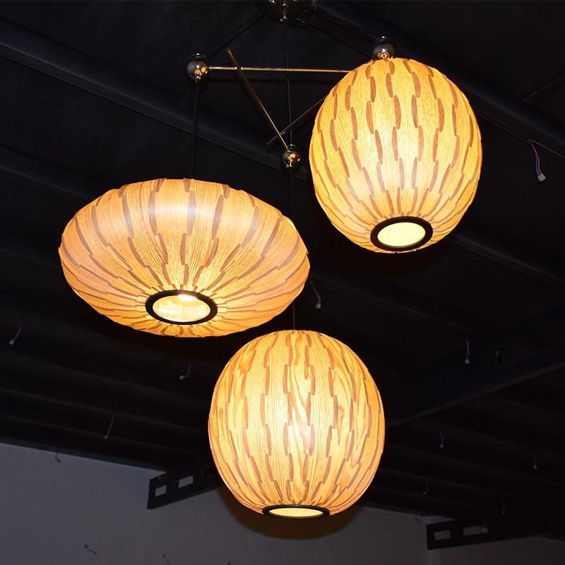 Modern Home Kitchen Decorative LED Hanging Lighting Wood Sphere Shape Pendant Light