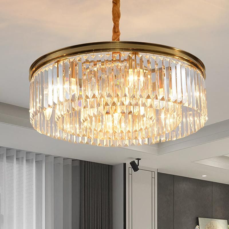 Gold Suspension Round Design Crystal Pendant Lamp for Indoor Home Ceiling Decor (WH-AP-95)