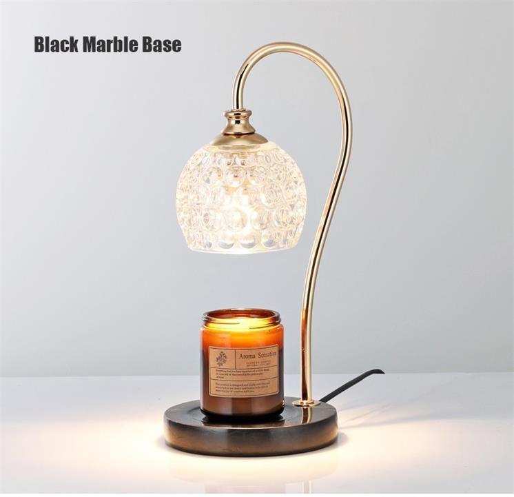 Luxury Solid Wood and Marble Base Aromatherapy Lamp Melting Wax Lamp Candle Essential Oil Lamp