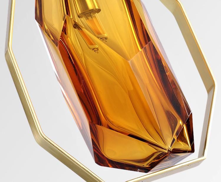 Popular Design Amber Smoky Color Glass Lamp Shade Chandelier Golden Pendant Lamp