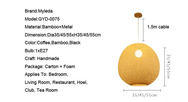 Cage Traditional Handmade Bamboo Lamp Pendant Light