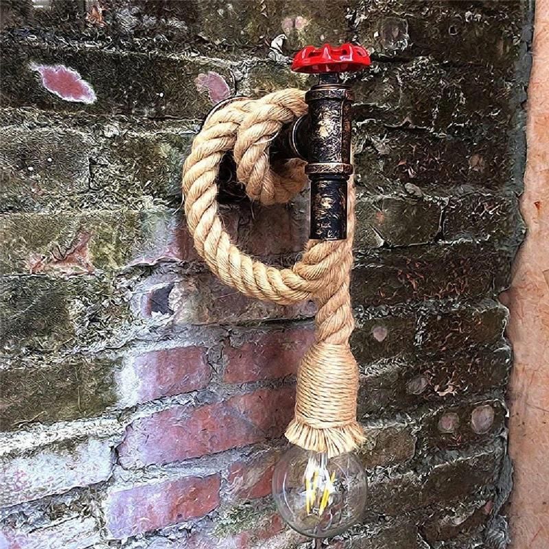Retro Industrial Wind Hemp Rope Wall Lamp Personality Iron Rust Water Pipe Wall Lamp (WH-VR-01)