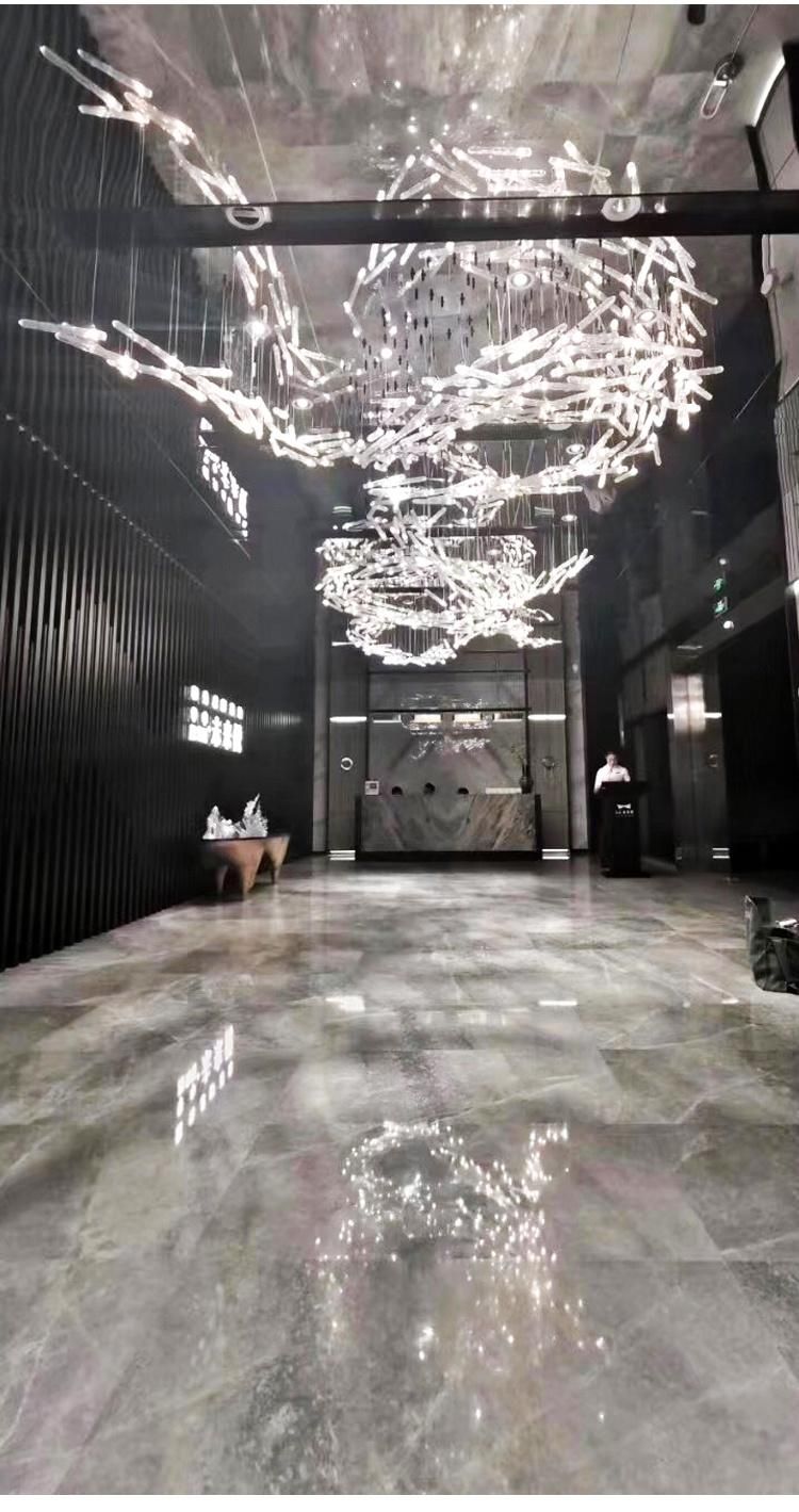 Professional Quality Stairway Villa Hotel Exhibition Big Luxury Glass Stainless Steel LED Chandelier