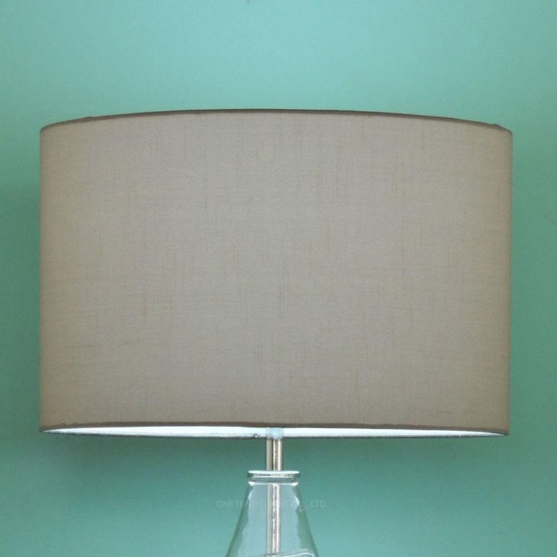 Interior Decorative Glass Lamp and White Linen Fabric Shade Table Lamp for Guestroom