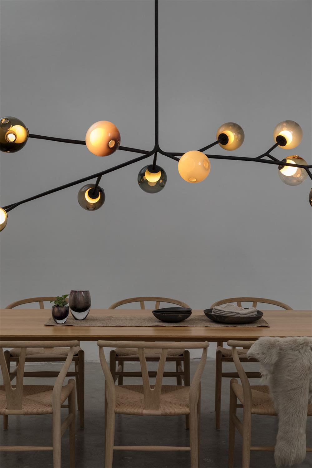 2022 Nordic Style Colorful Glass Ball Lamp Designer Lights for Ceiling Adjustable Shape Chandelier