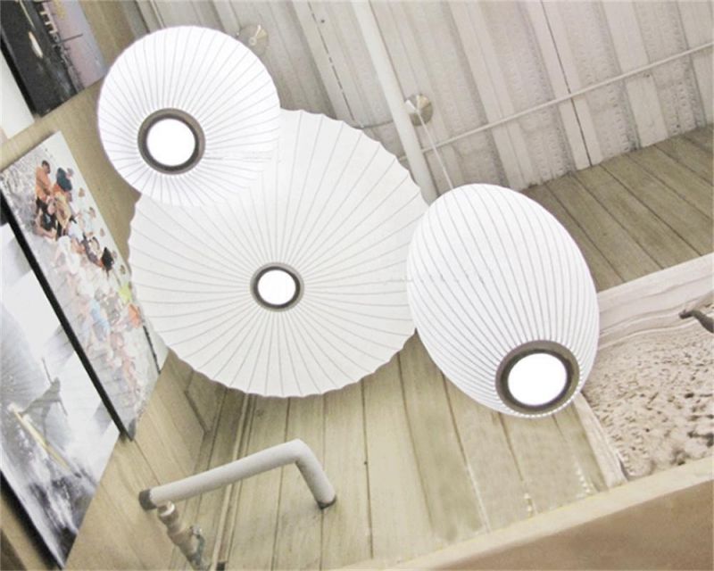 Bubble Saucer Lamp White Silk Cloth Pendant Light Dining Room Clothing Shop Cloth Restaurant Pendant Hanging Lamp