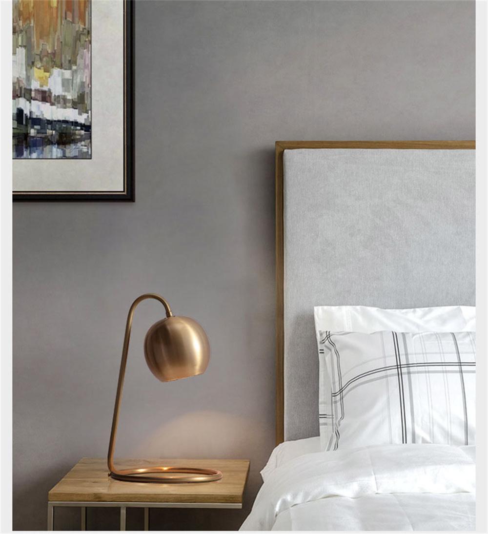 Modern Nordic Copper Plated Retro Table Lights Art Deco LED Desk Lamp Simple Study Reading Lamps Cafe Bedroom Bedside Table Lamp