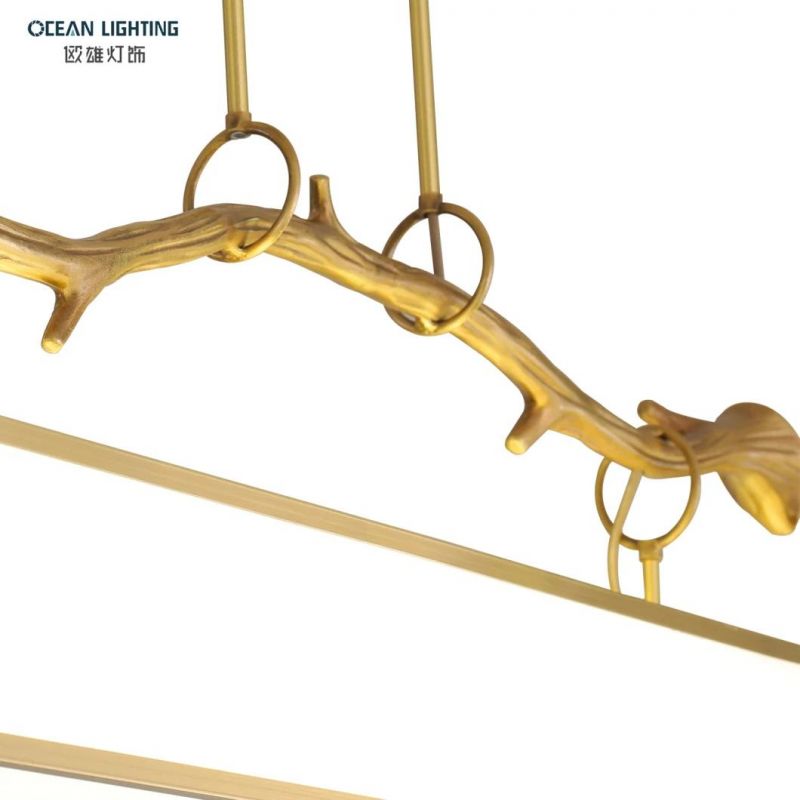 Chinese Style Ocean lighting Restaurant Gold Fabrics Pendant Lamps Chandelier
