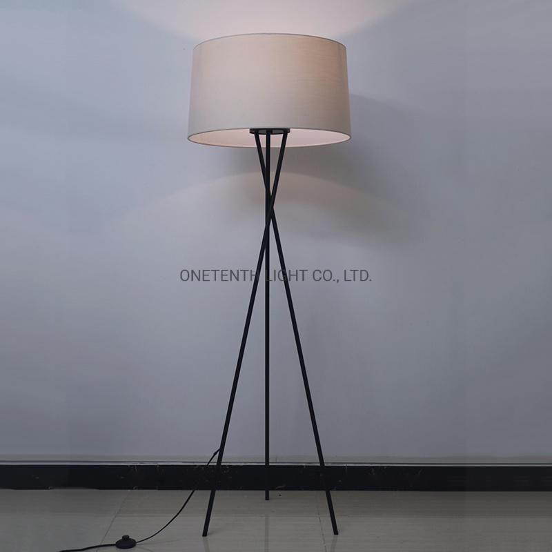 Metal Tripod Body and Fabric Shade Floor Lamp