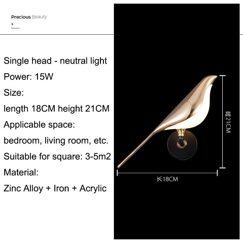 LED Wall Light Simple Living Room Corridor Magpie Light Creative Personality Bedroom Bedside Light Decorative Lamp Bird Light