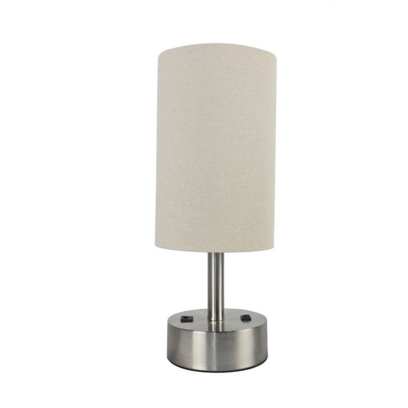 Table Lamps Outlet Bedside Desk Lamp Fabric Shade Nightstand Desk Lamp for Bedroom USB LED
