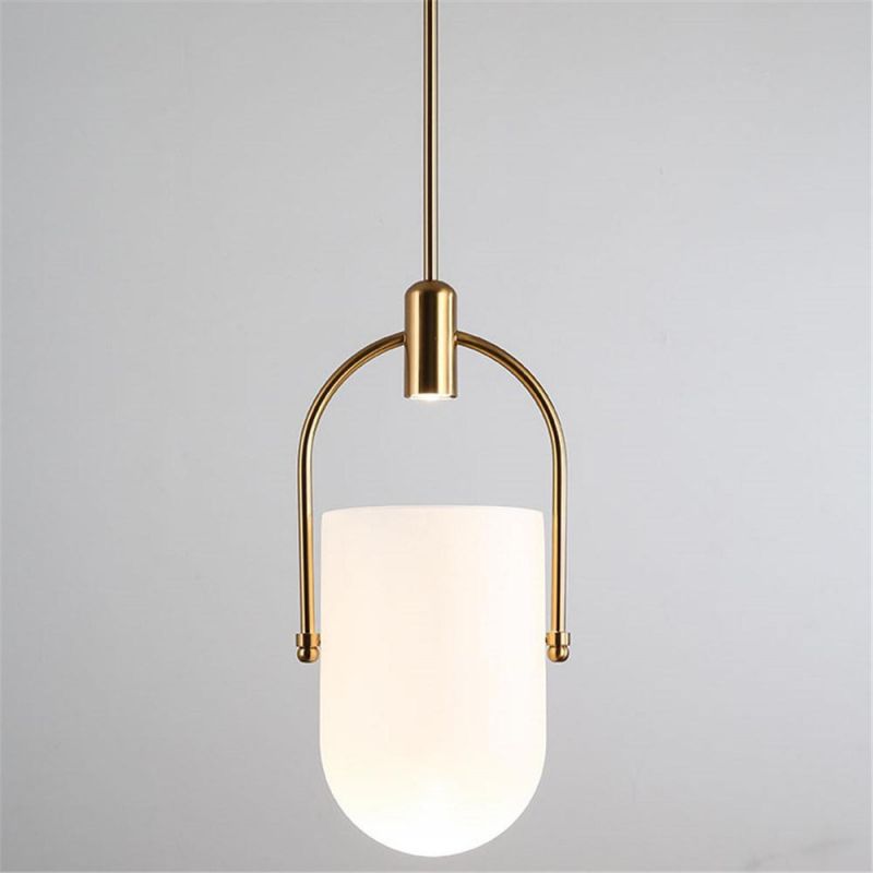 Metal Opal Glass Pendant Light for Dining Room