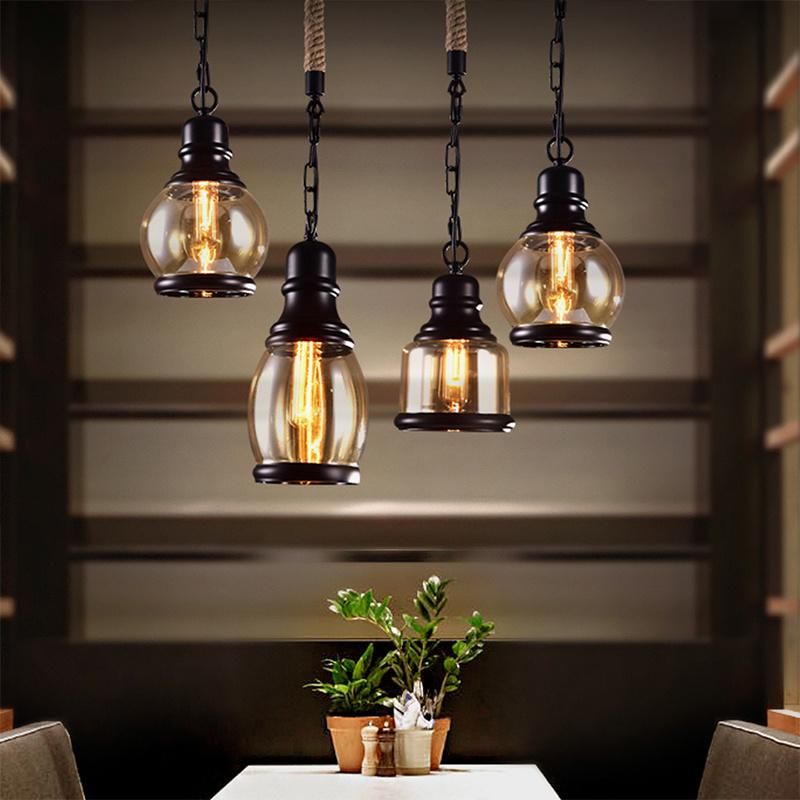 Vintage Loft Amber Glass Pendant Light Style Restaurant Bar Bed Room Glass Pendant Lamp (WH-VP-79)