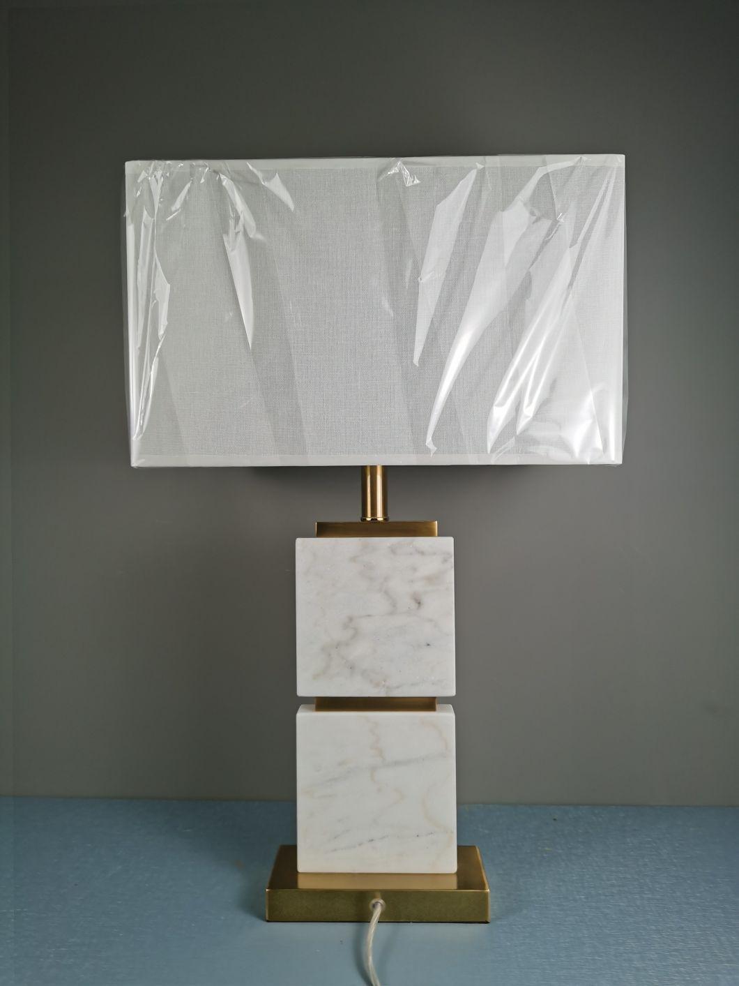 Simple Natural Marble Light Luxury Metal Villa Living Room Hotel Lobby Model Room Design Table Lamp