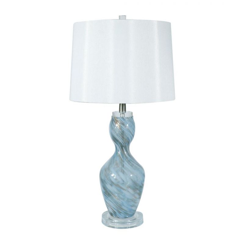 Fashion Simple Creative Glass Gourd Mediterranean Bedroom Bedside Lamp Nordic Blue Silver Table Lamp