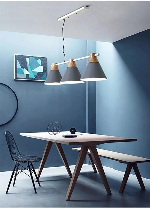 Modern Lighting Hanging Pendant Light E27 Wood Base Six Colors Indoor Lamp